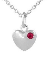 teensy catchy silver heart baby January birthstone necklace